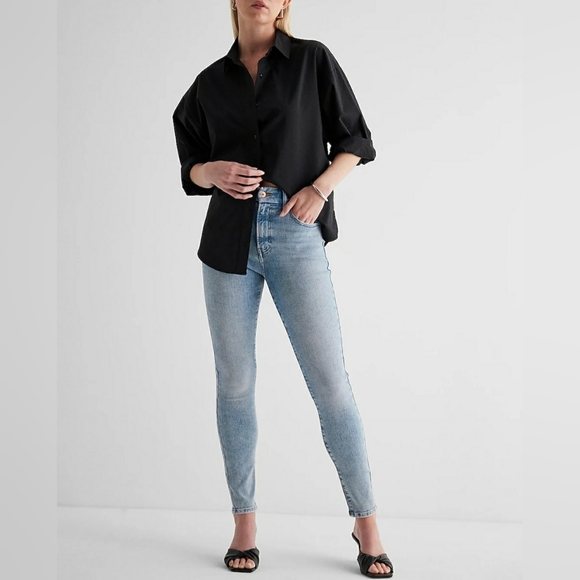 Express High Rise Light Wash Skinny Jeans - Size 2R - Picture 1 of 12